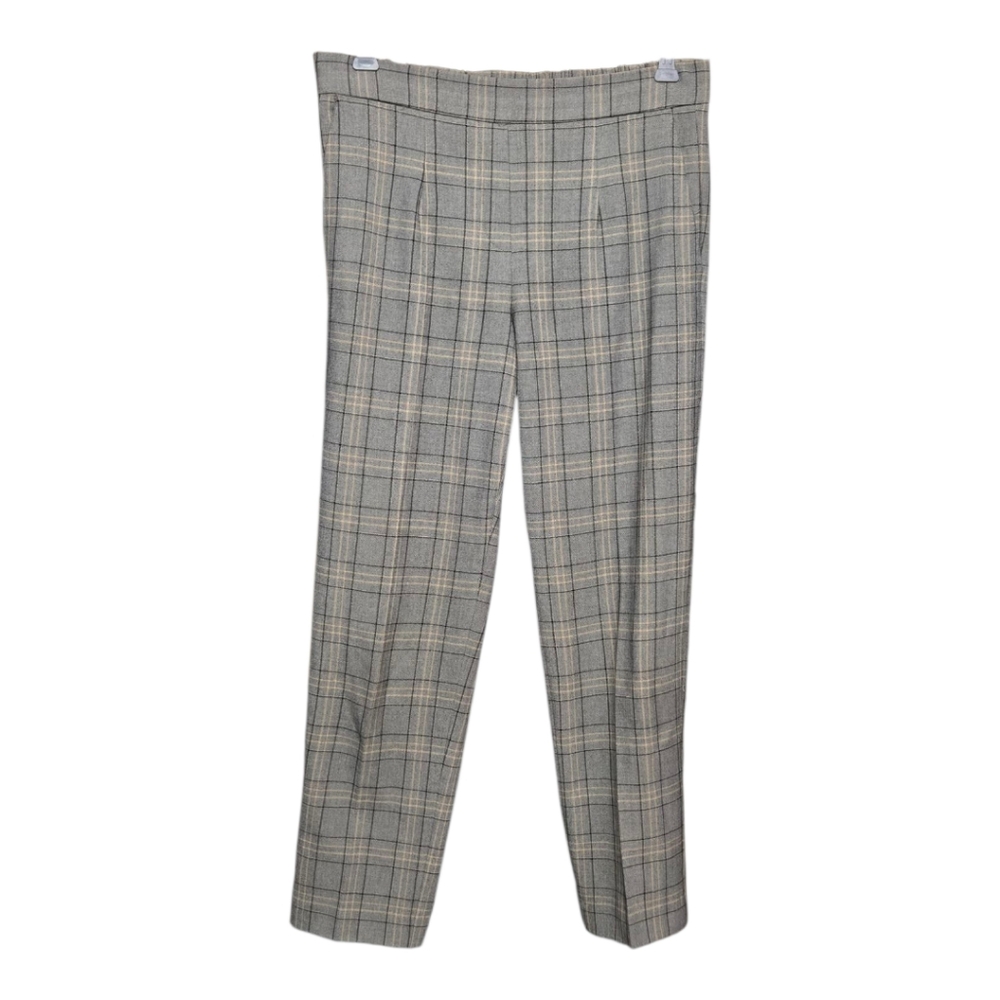 BABATON Aritzia High Waist Plaid Print Crop Pants Sz 6 Black Beige